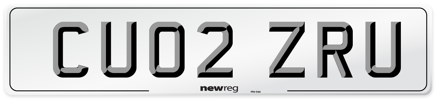 CU02 ZRU Number Plate from New Reg